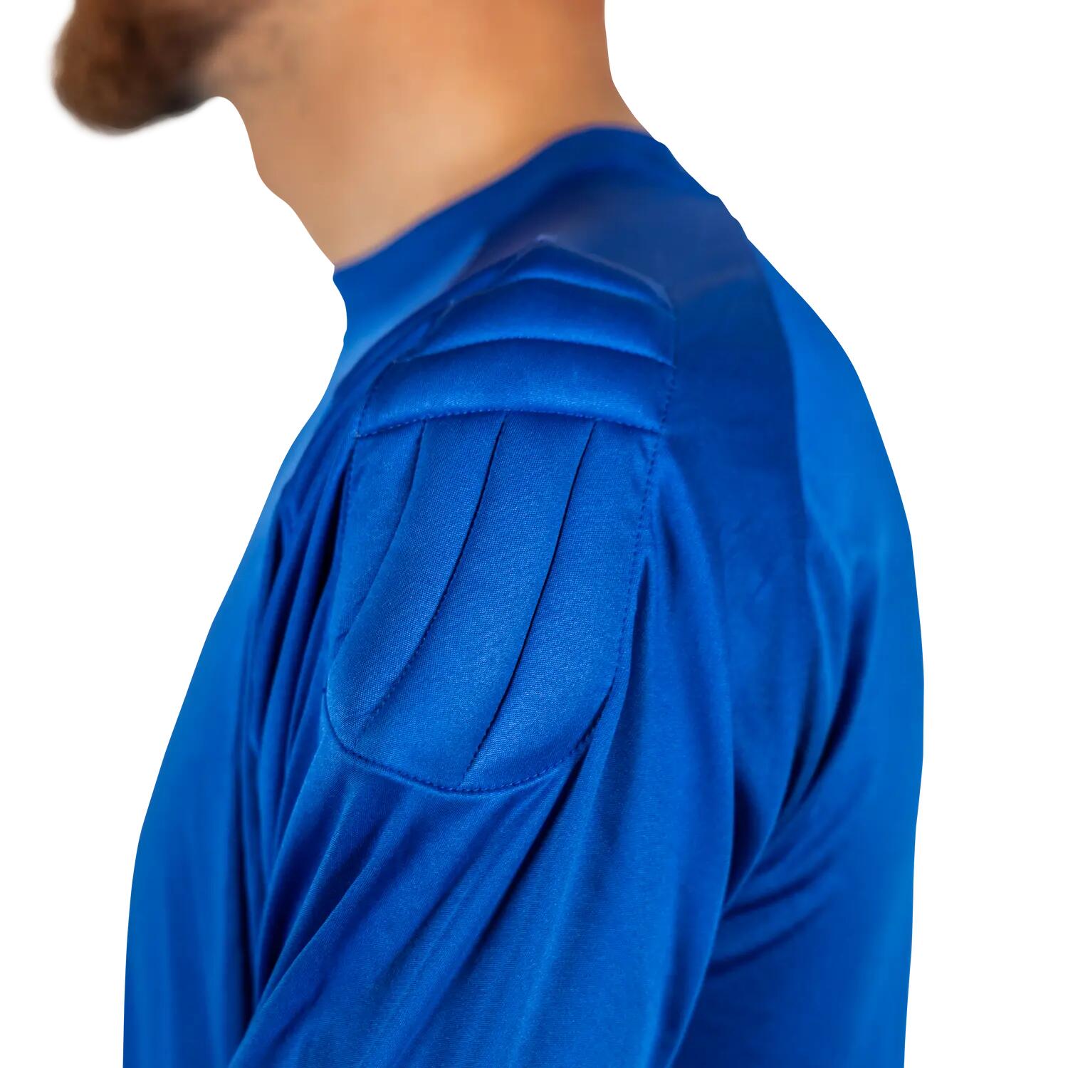Camisa de goleiro acolchoada azul 3/4