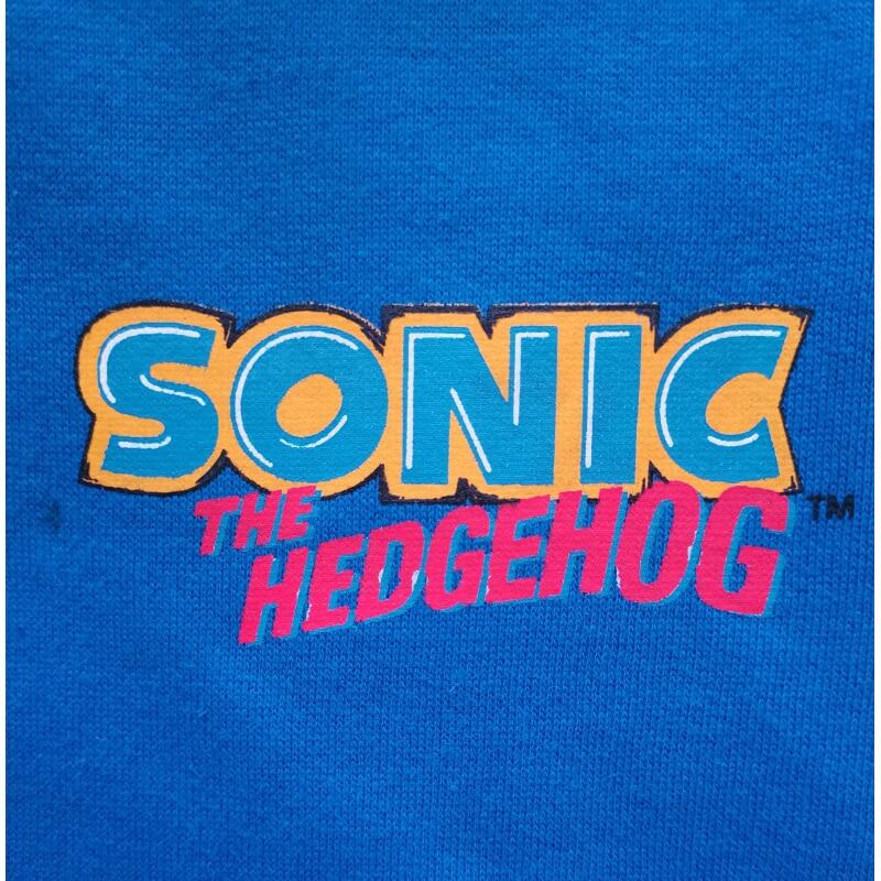 Hanorac baieti cu buzunare frontale si gluga, bumbac, albastru, Sonic