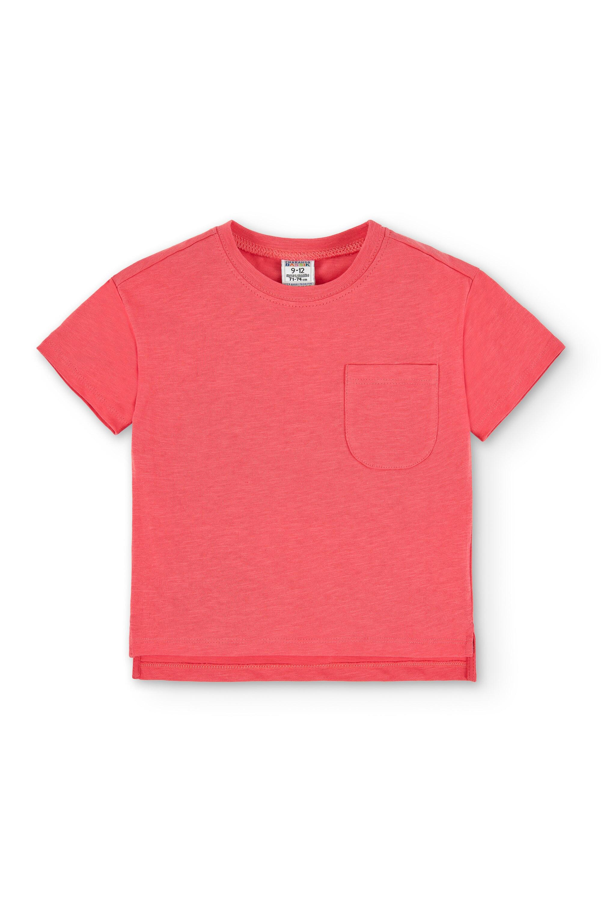 Camiseta infantil coral com bolso 2/4