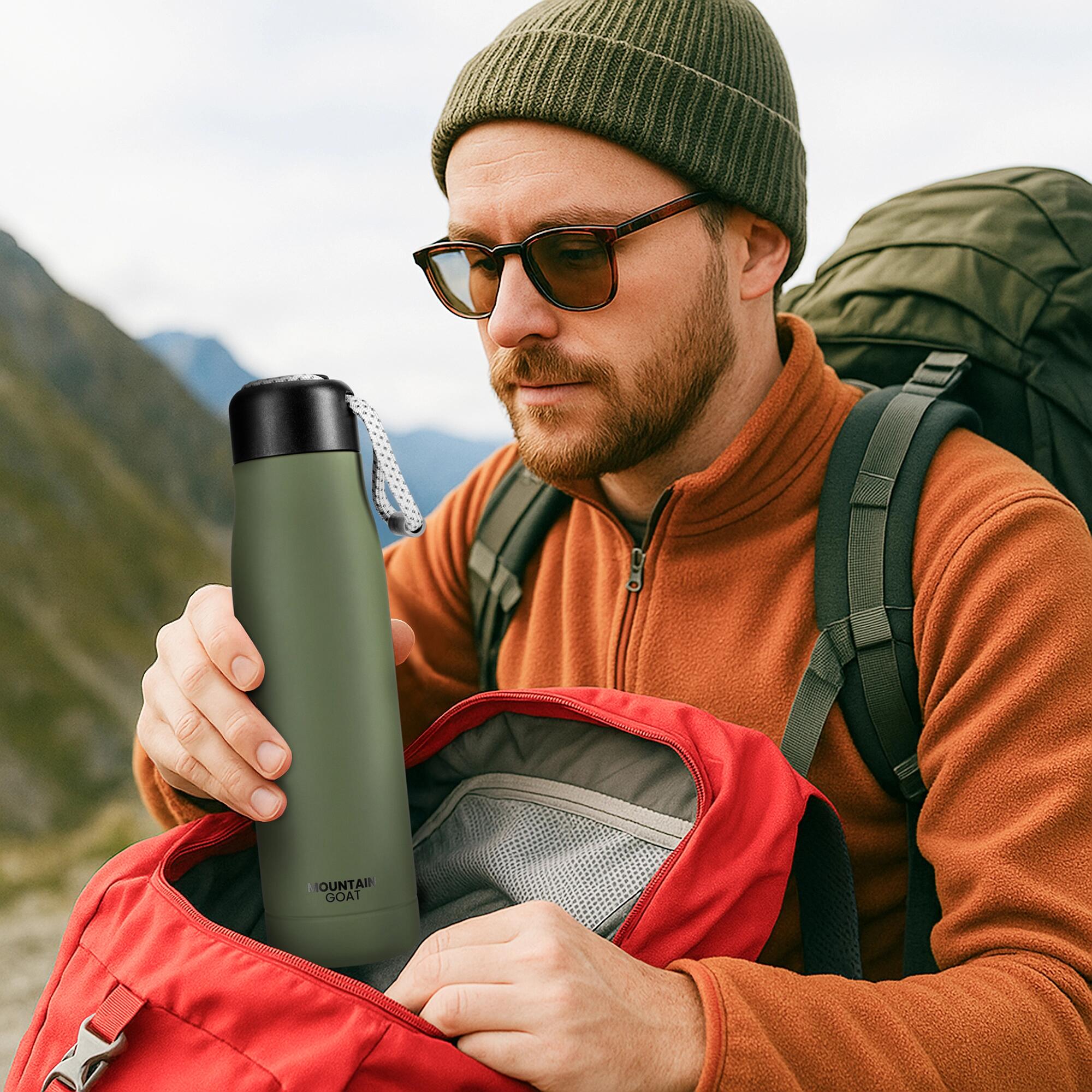 Thermoflasche 540 ml Grün – auslaufsicher mit Schlaufe 7/7
