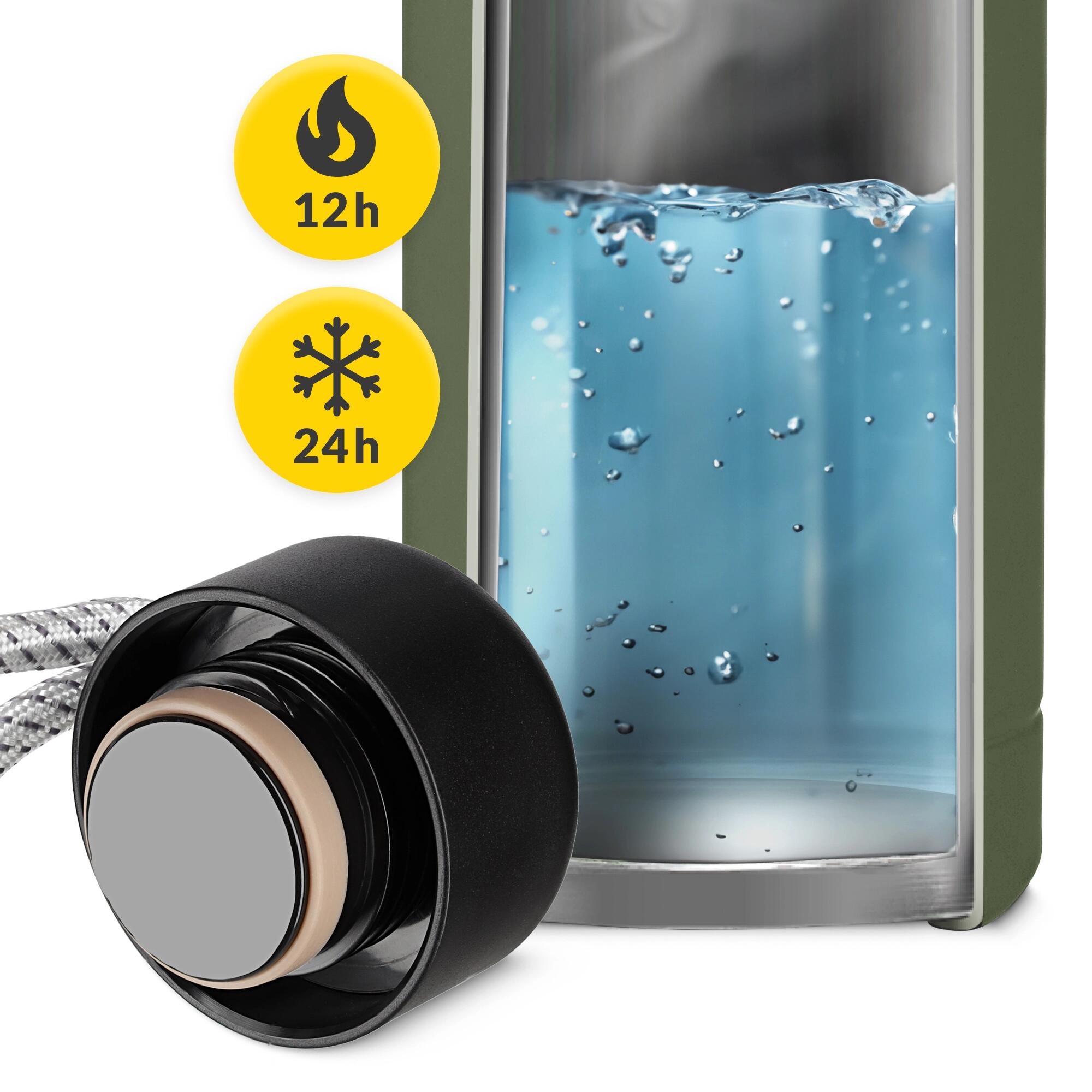 Thermoflasche 540 ml Grün – auslaufsicher mit Schlaufe 5/7