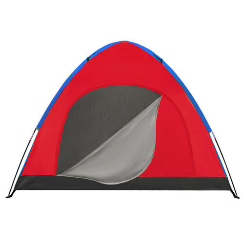 Cort camping 4 persoane, plasa pentru insecte rosu/albastru, 190x190x23 cm