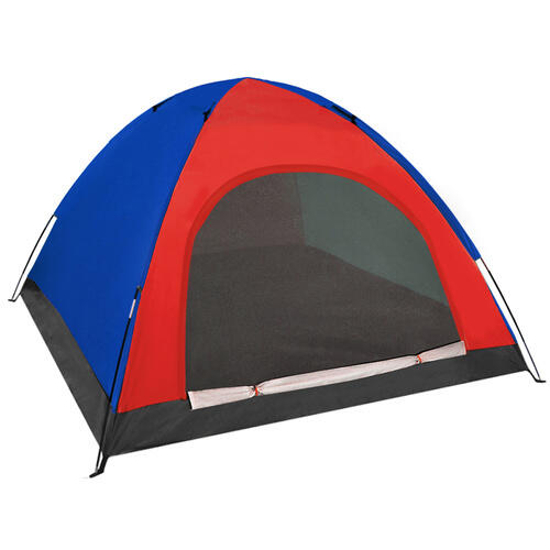 Cort camping 4 persoane, plasa pentru insecte rosu/albastru, 190x190x23 cm