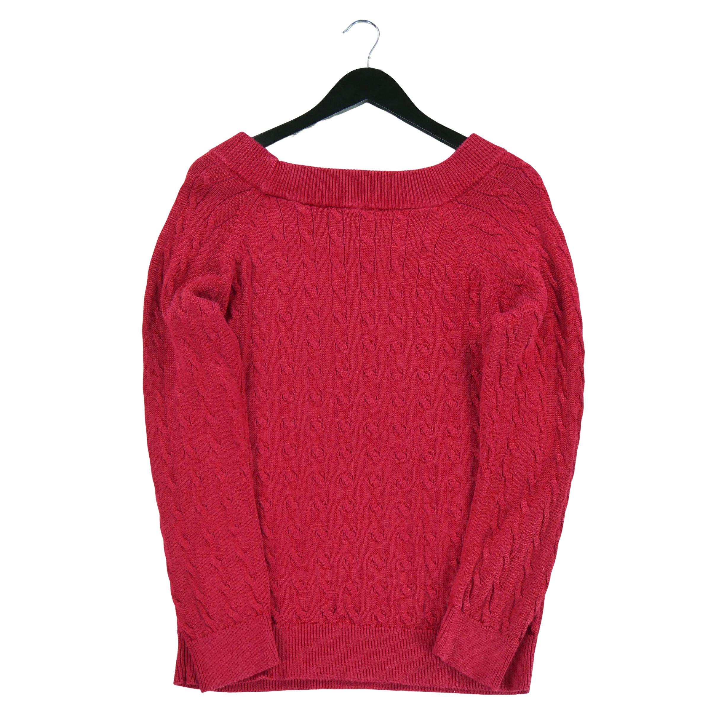 Women's Red Cable Knit Sweater 2/6