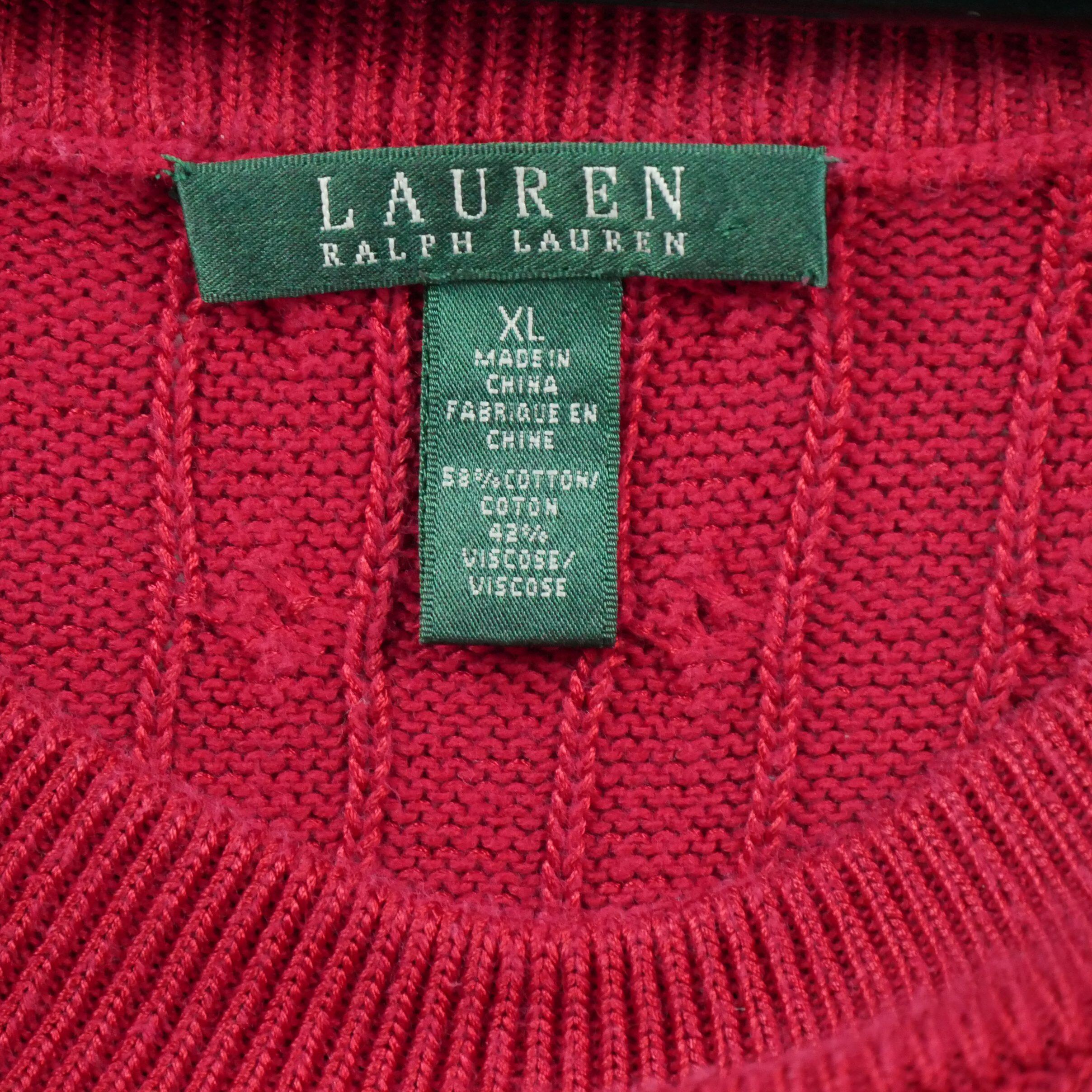 Women's Red Cable Knit Sweater 5/6