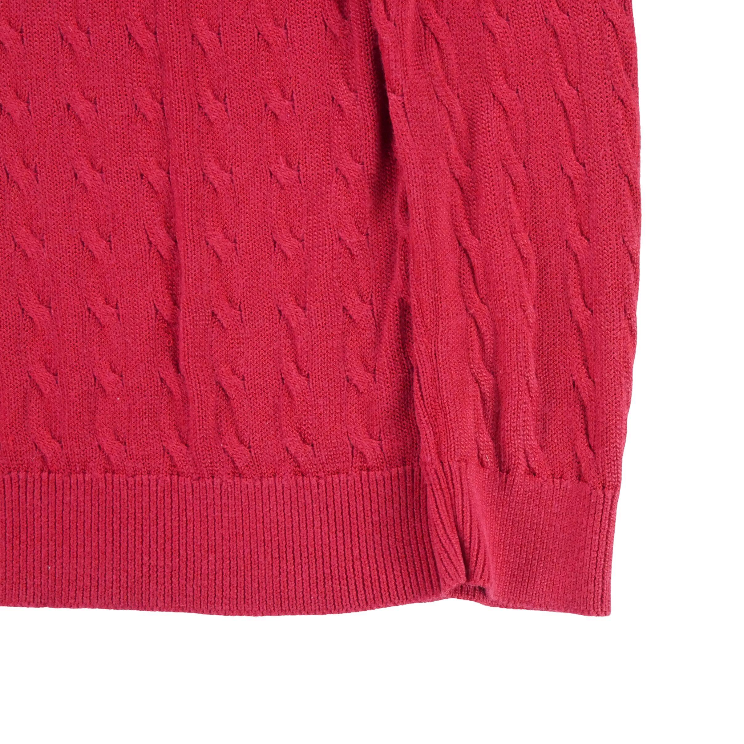 Women's Red Cable Knit Sweater 4/6