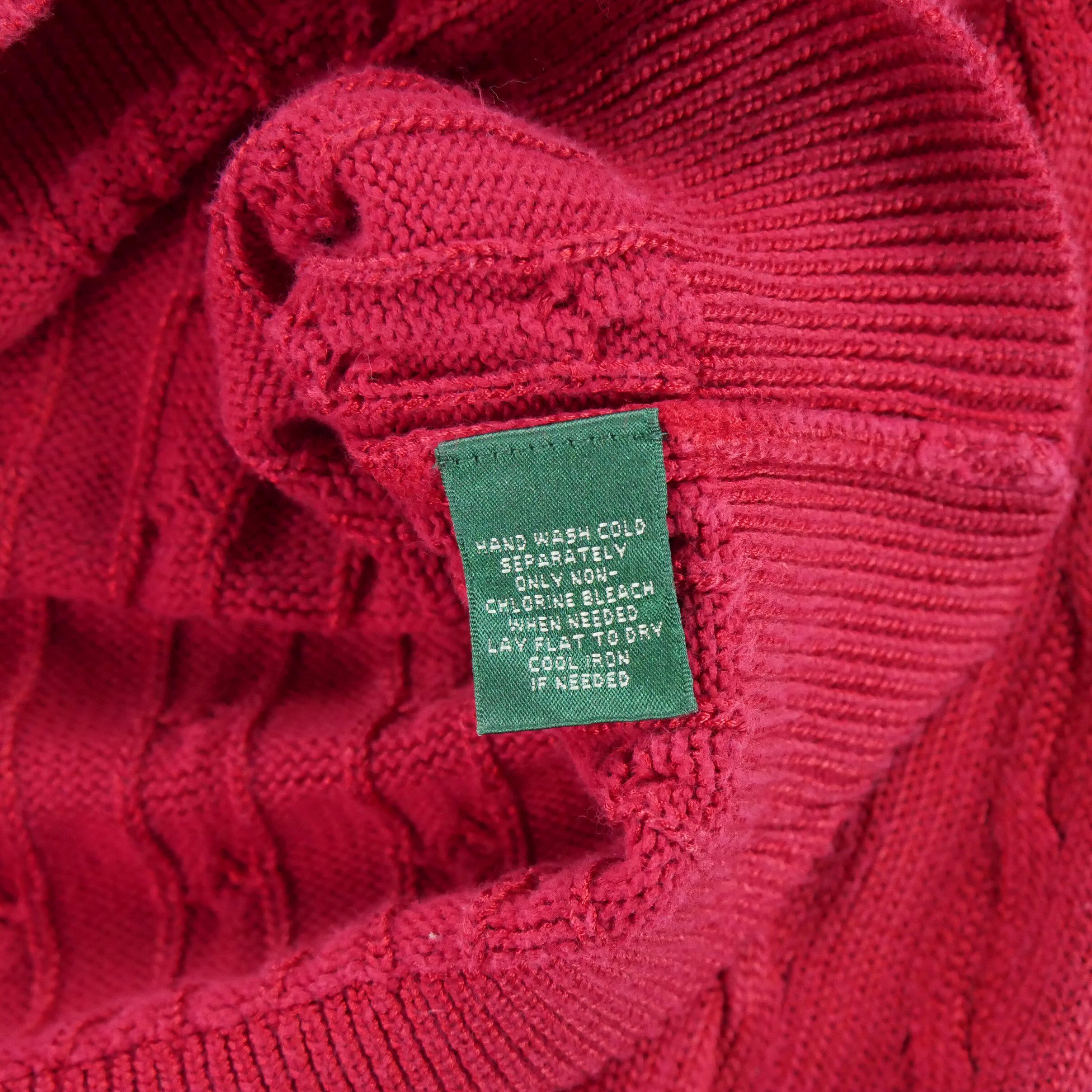 Women's Red Cable Knit Sweater 6/6