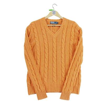Seconda Mano - Maglione arancione in seta al 100% per uomo - Stato molto buono