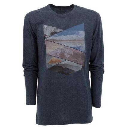 Shirt Print Mountain Men Longsleeve in Blau