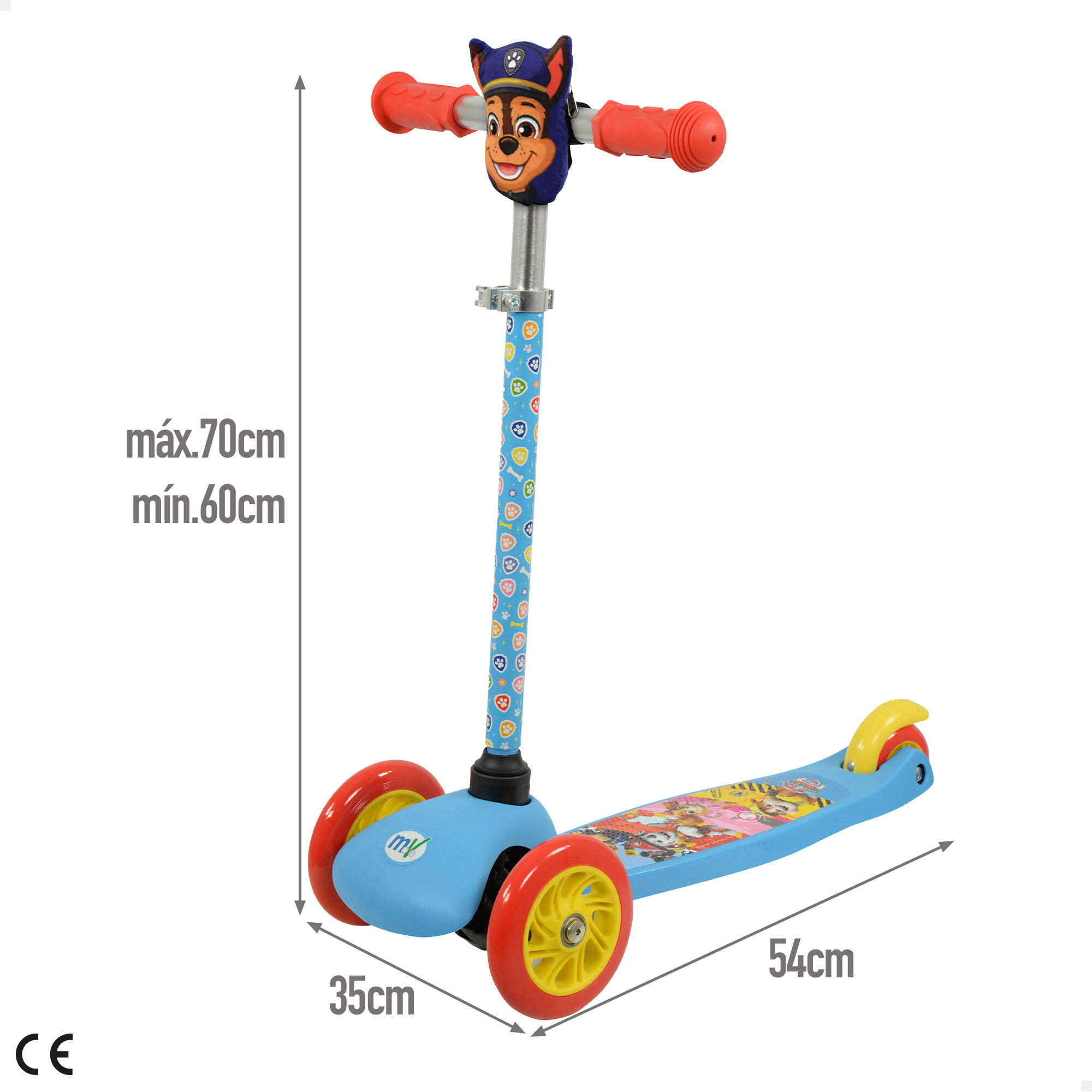 Paw Patrol Patinete infantil de 3 rodas Chase com bolso frontal 4/7