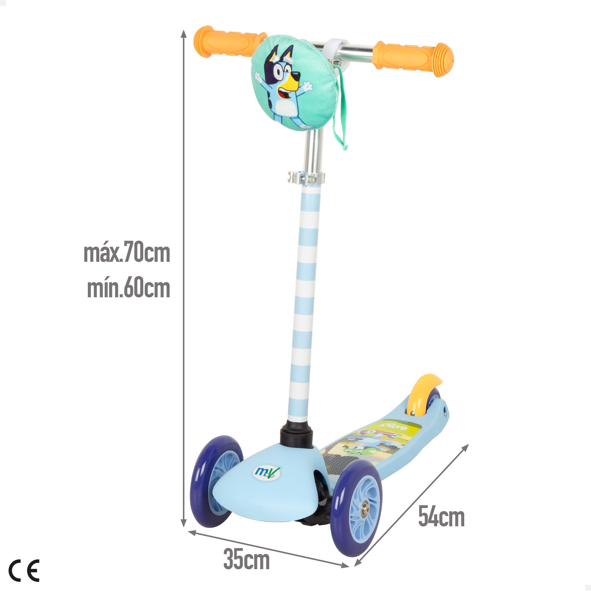 Bluey Patinete infantil 3 ruedas con bolsa delantera 4/7