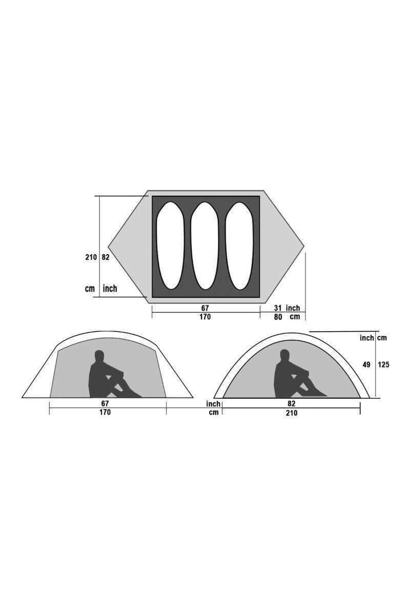 Kampeertent Qiangkong 3S 2 personen 3/4