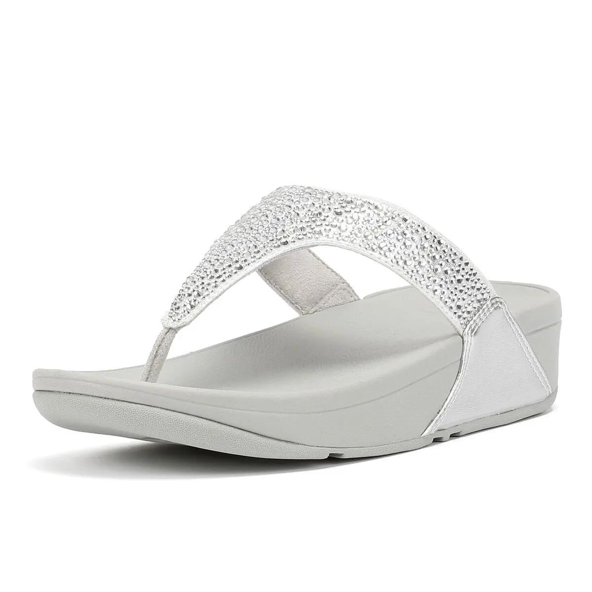 Lulu Crystal-mix Womens Poolside Slip On Toe Post Sandals 3/7