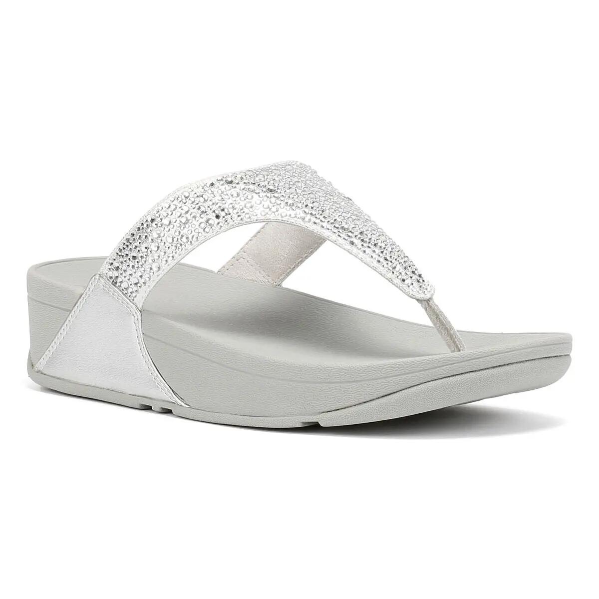 Lulu Crystal-mix Womens Poolside Slip On Toe Post Sandals 2/7