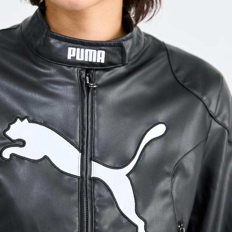 Geaca femei Puma Future.puma.archive Pleather Racer, Negru
