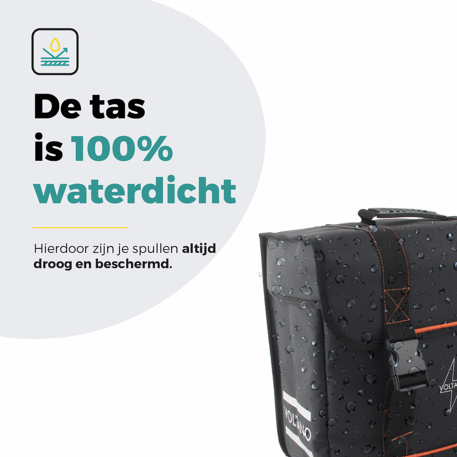 Voltano Enkele Fietstas Afgeschuind Rechts - Zwart - 22 Liter 3/7