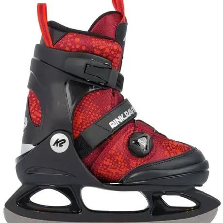K2 Rink Raven Boa Adjustable Kids Ice Skates - Red - 29-34