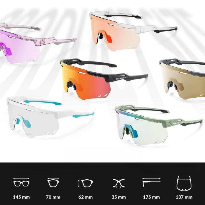 Lunettes de Vélo Photochromiques Ultra-légère Cadre à Mémoire de Forme Noir 4/6