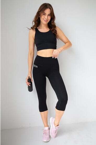 Legginsy krótkie damskie czarne RUNNING 2skin