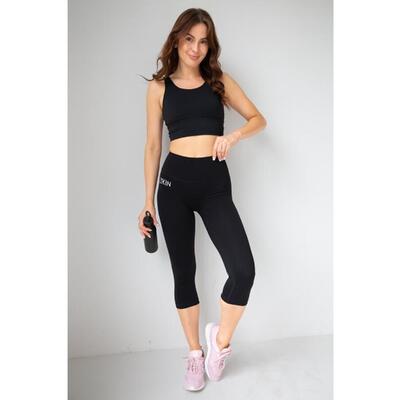 Legginsy krótkie damskie czarne RUNNING 2skin