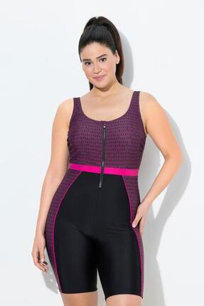 Femme Combinaison de bain short long. Fermeture zippée. Sans bonnets souples