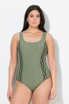 Femme Maillot de bain sans bonnets souples décolleté rond et passepoil