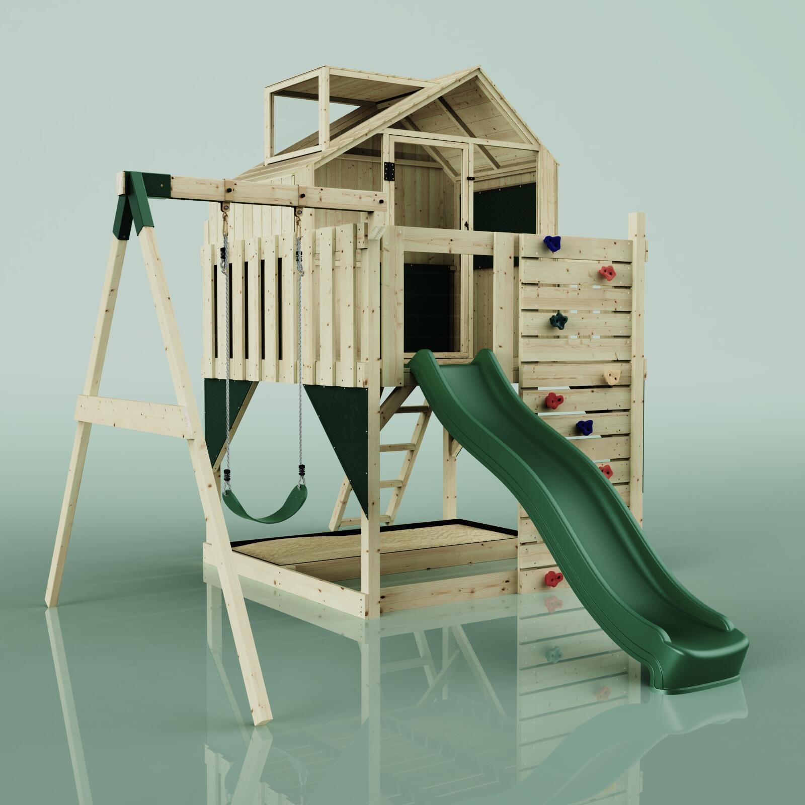 Spielturm Madita mit Kinderschaukel in Dunkelgrün - 414 × 308 × 291 cm 3/5