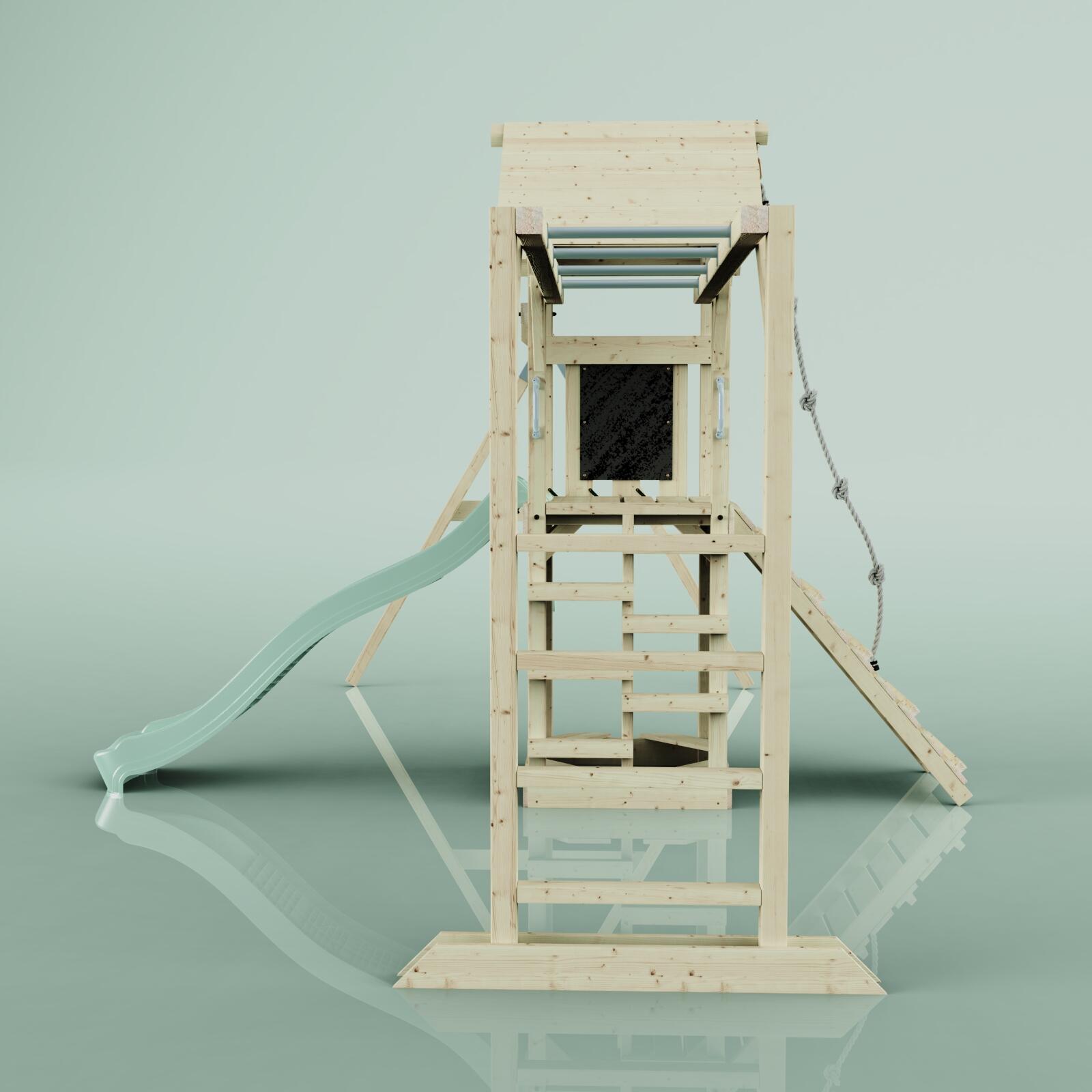 Spielturm Örebro mit Trapezstange in Mintgrün - 358 × 491 × 275 cm 3/6