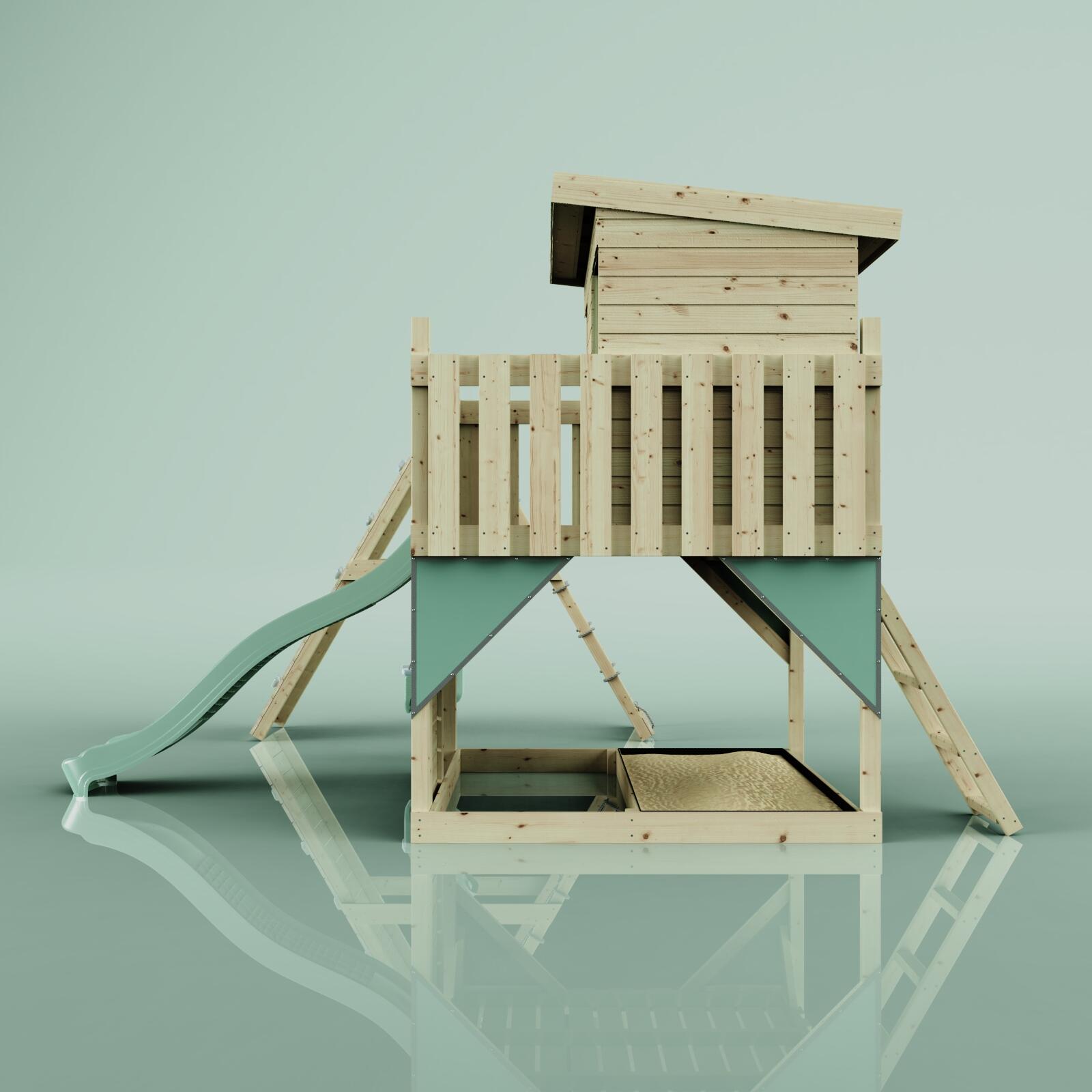 Spielturm Emil mit Babyschaukel in Mintgrün - 415 × 396 × 260 cm 3/6