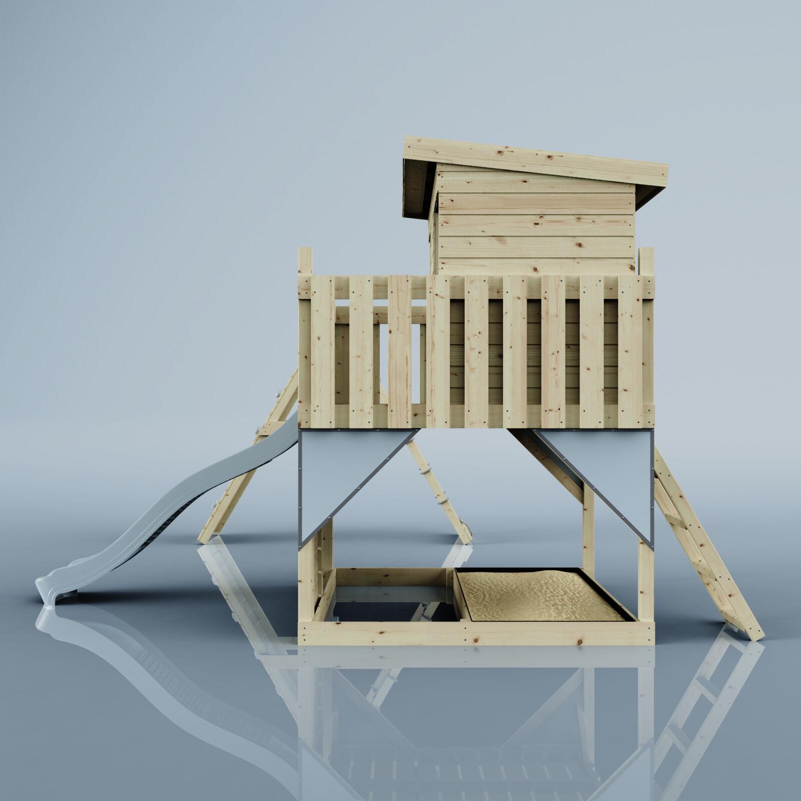 Spielturm Aksel mit Kinderschaukel in Eisblau - 415 × 469 × 261 cm 3/6