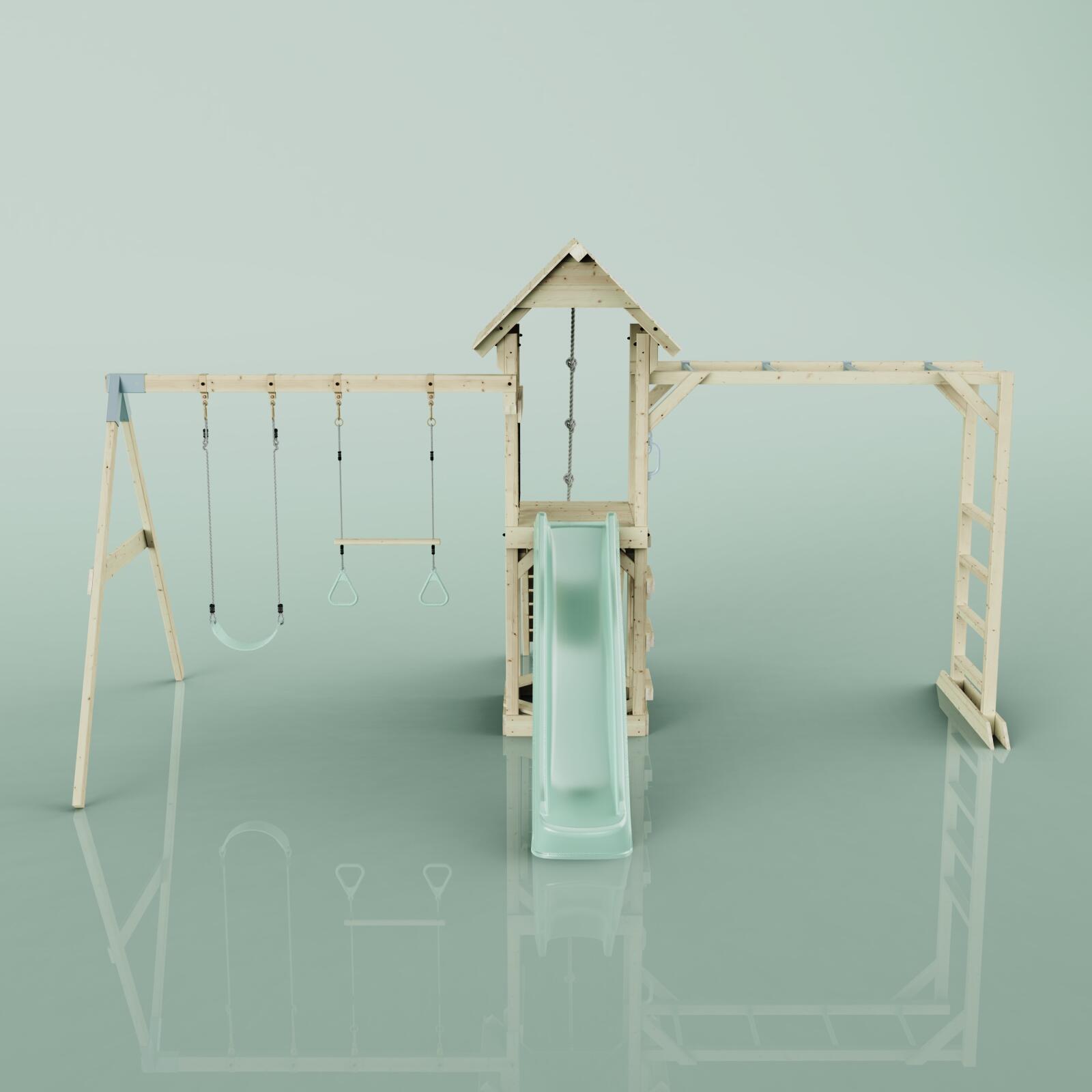 Spielturm Örebro mit Trapezstange in Mintgrün - 358 × 491 × 275 cm 2/6