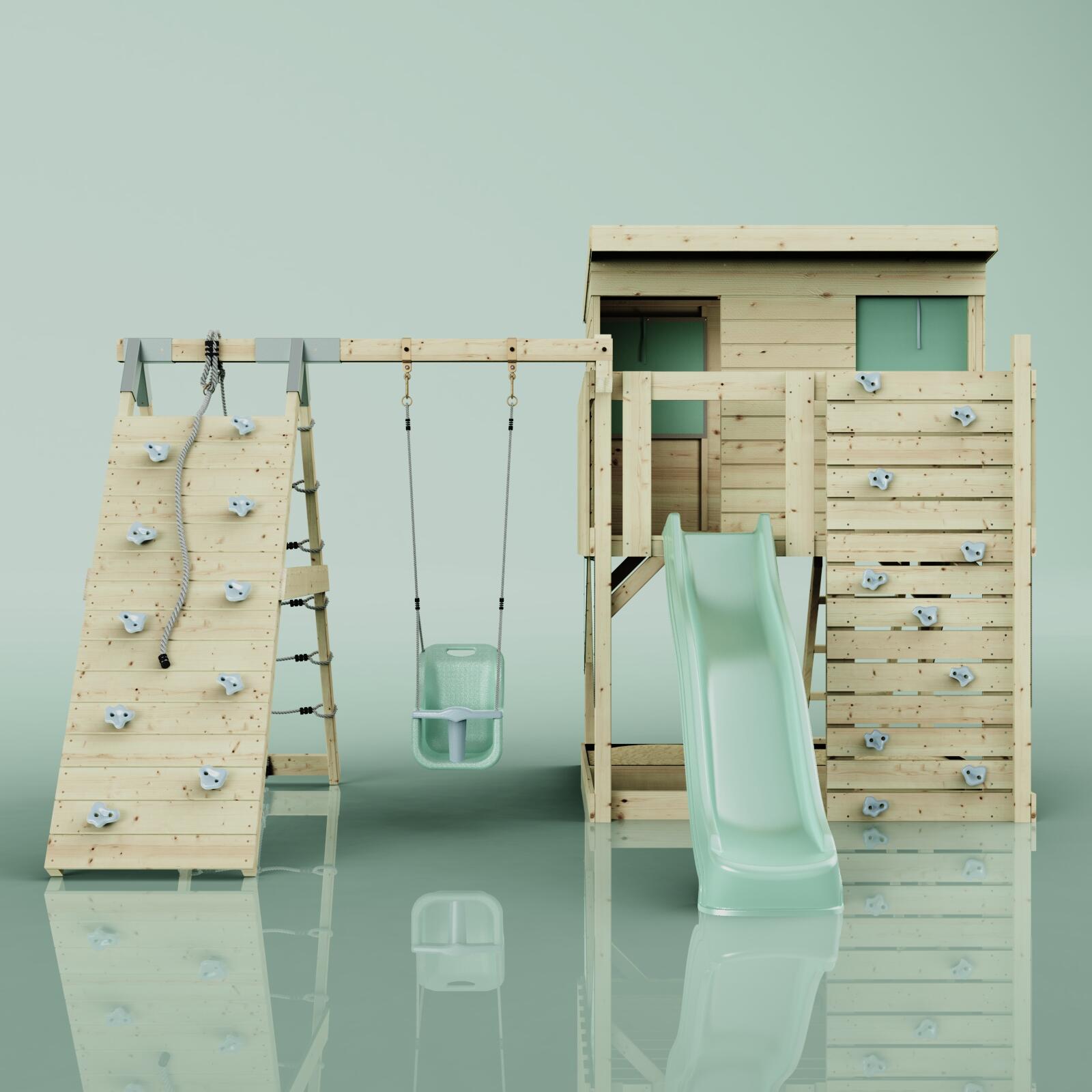 Spielturm Emil mit Babyschaukel in Mintgrün - 415 × 396 × 260 cm 2/6