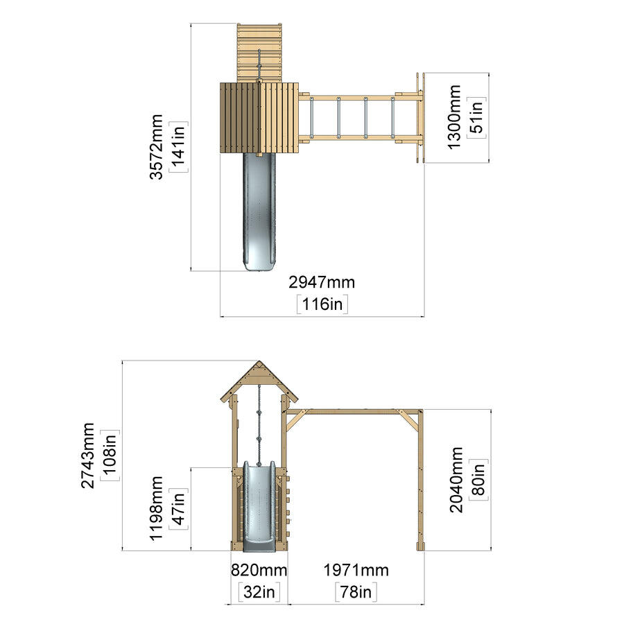 Spielturm Lund in Altrosa - 358 × 295 × 275 cm 5/6