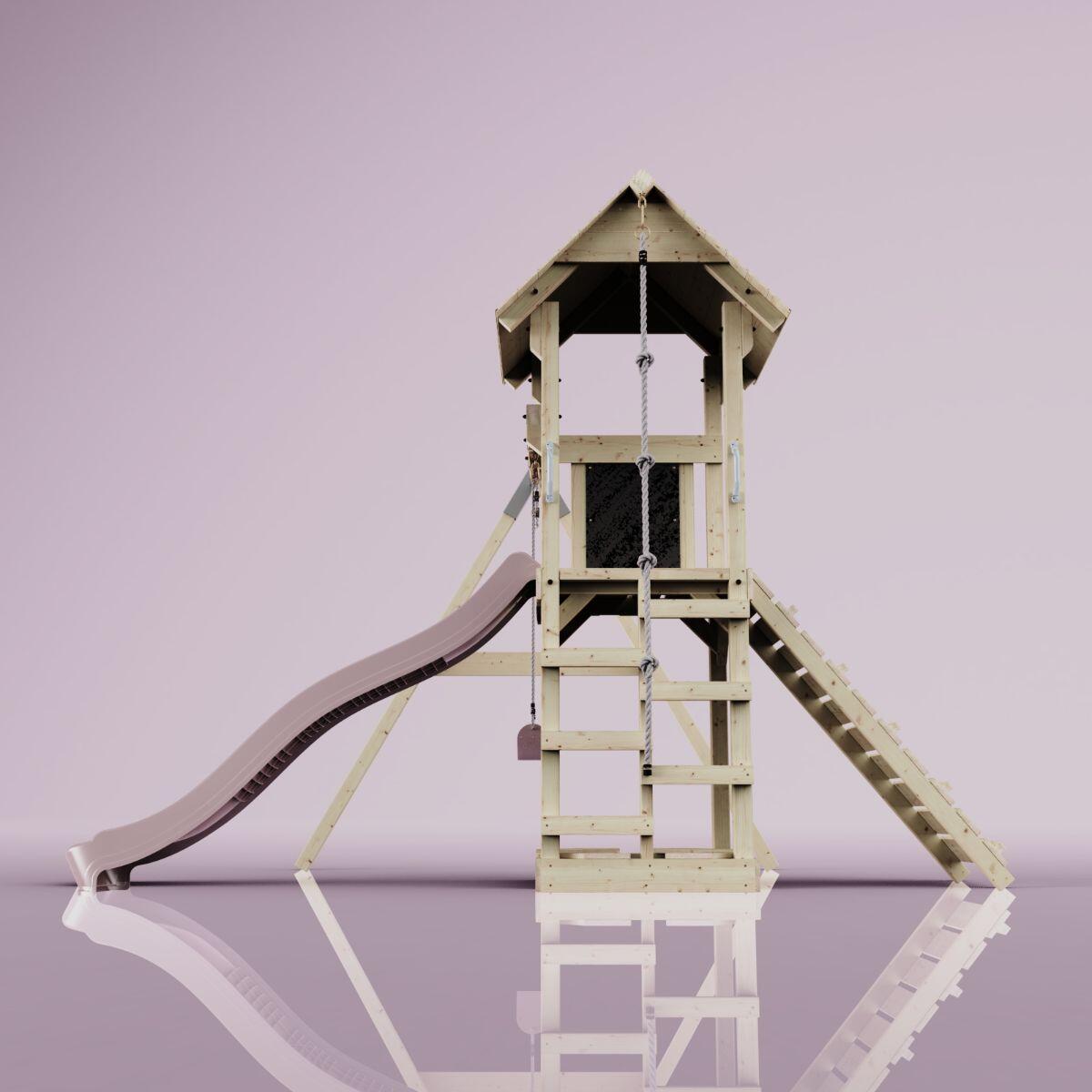 Spielturm Göteborg mit Kinderschaukel in Altrosa - 357 × 202 × 273 cm 3/6