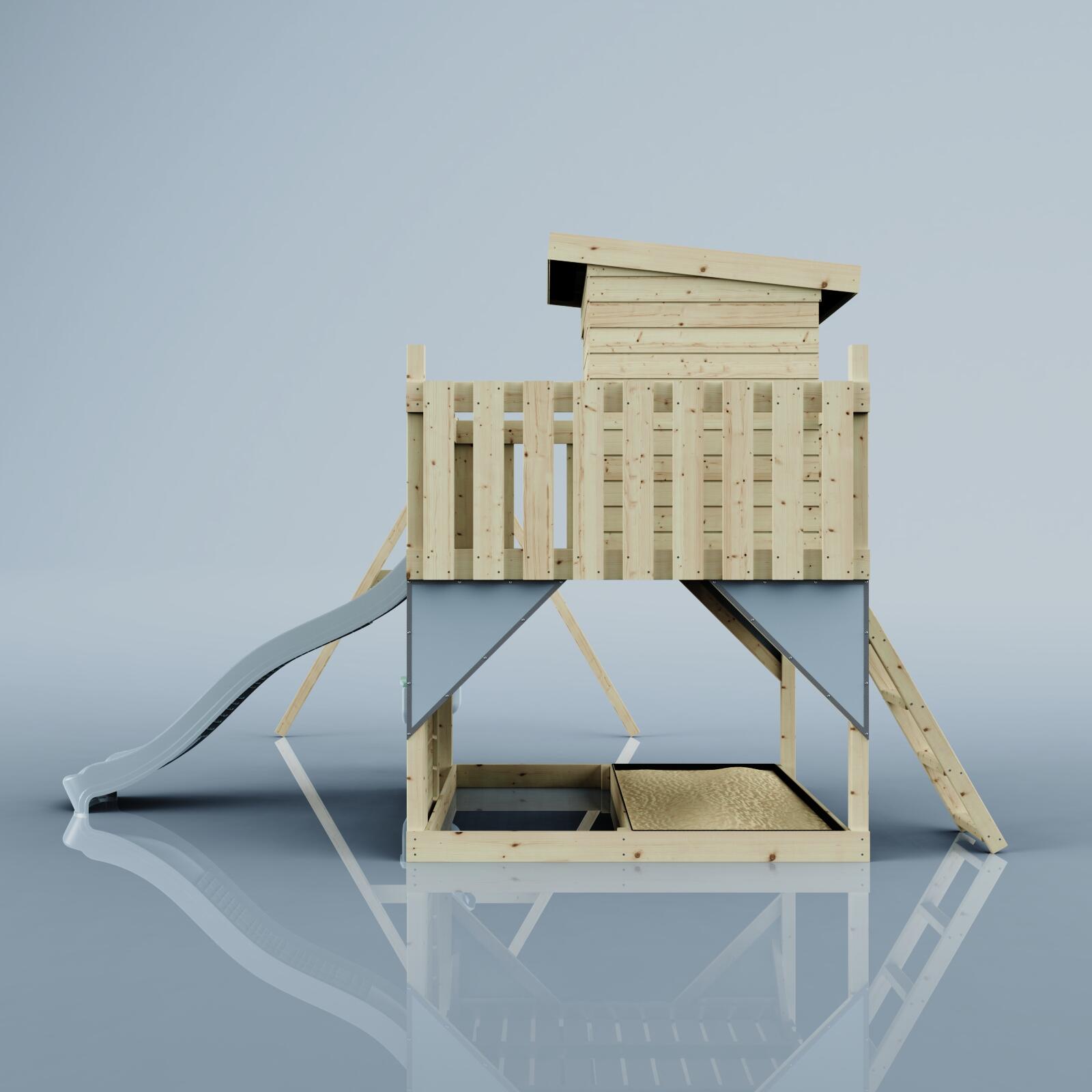 Spielturm Björn mit Babyschaukel in Eisblau - 415 × 396 × 261 cm 3/6
