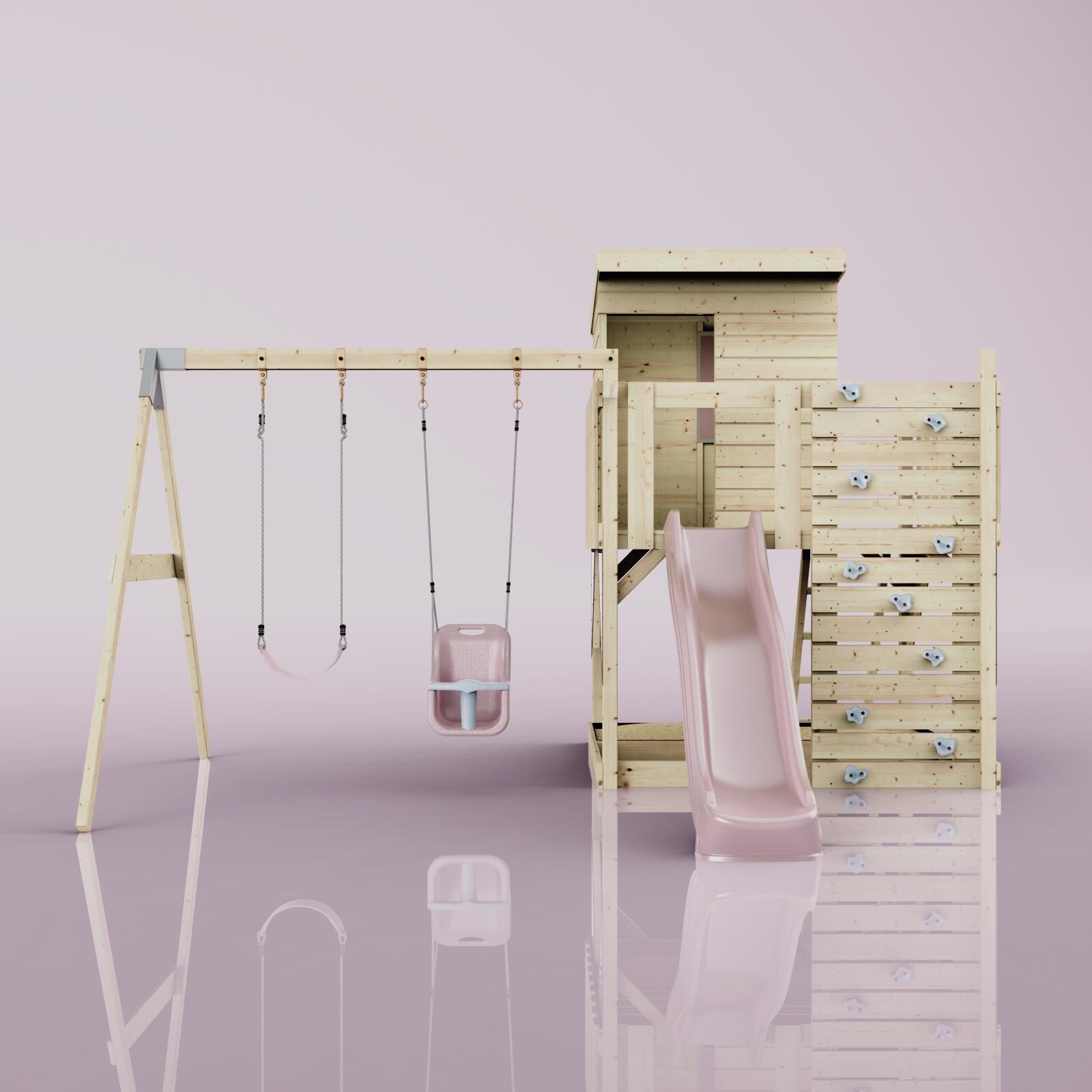Spielturm Björn mit Babyschaukel in Altrosa - 415 × 396 × 261 cm 2/6