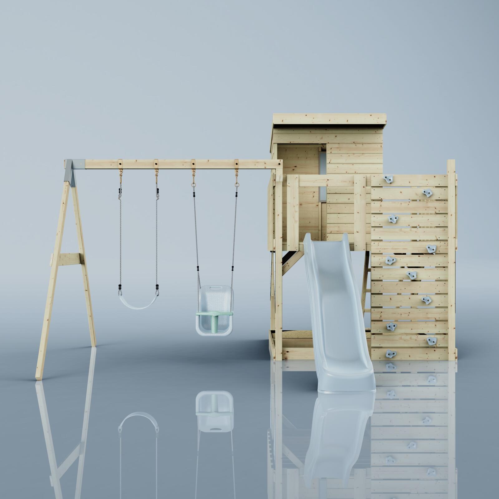 Spielturm Björn mit Babyschaukel in Eisblau - 415 × 396 × 261 cm 2/6