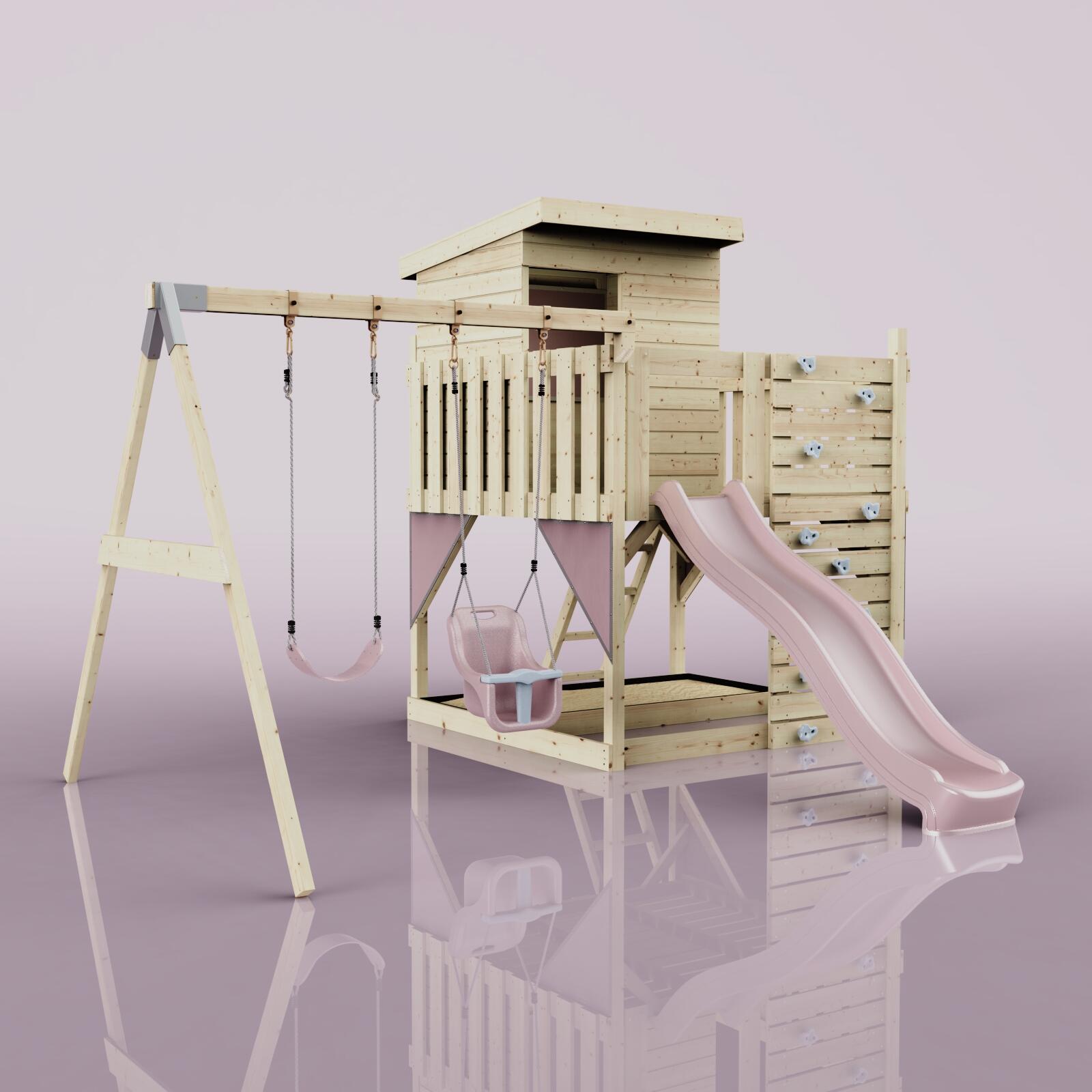 Spielturm Björn mit Babyschaukel in Altrosa - 415 × 396 × 261 cm 6/6