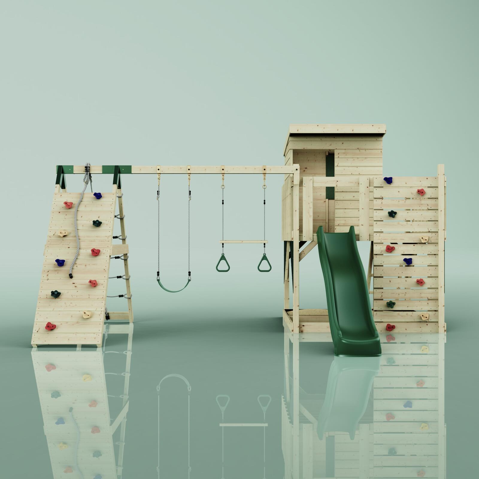 Spielturm Frida mit Trapezstange in Dunkelgrün - 414 × 468 × 261 cm 2/6