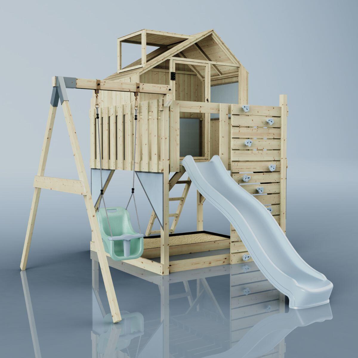 Spielturm Madita mit Babyschaukel in Eisblau - 414 × 308 × 291 cm 6/6