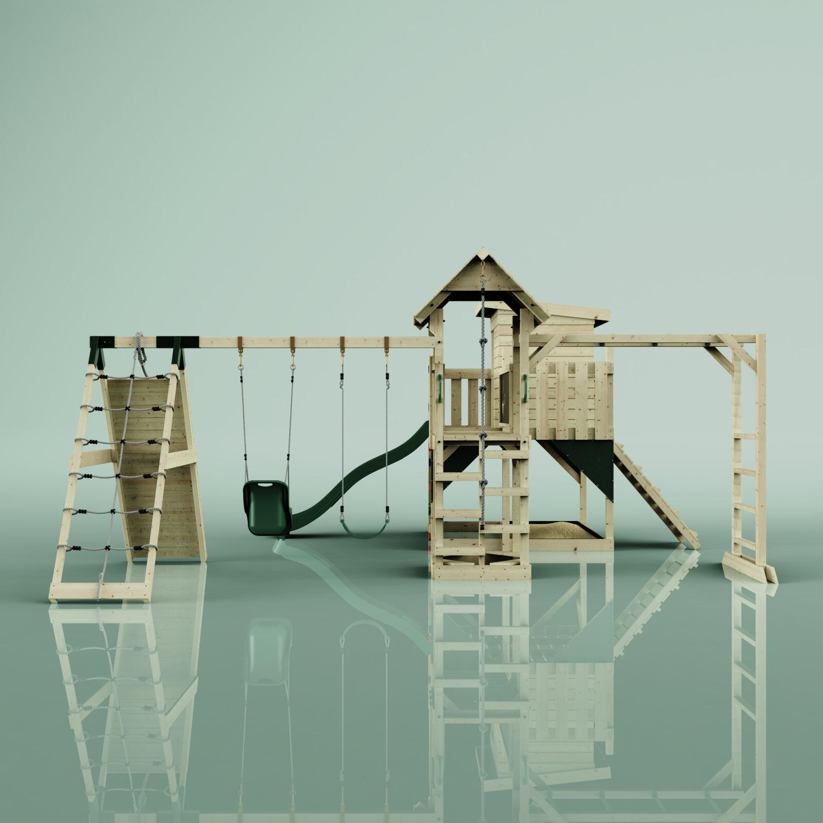 Spielturm Lars mit Babyschaukel in Dunkelgrün - 503 × 562 × 274 cm 2/5