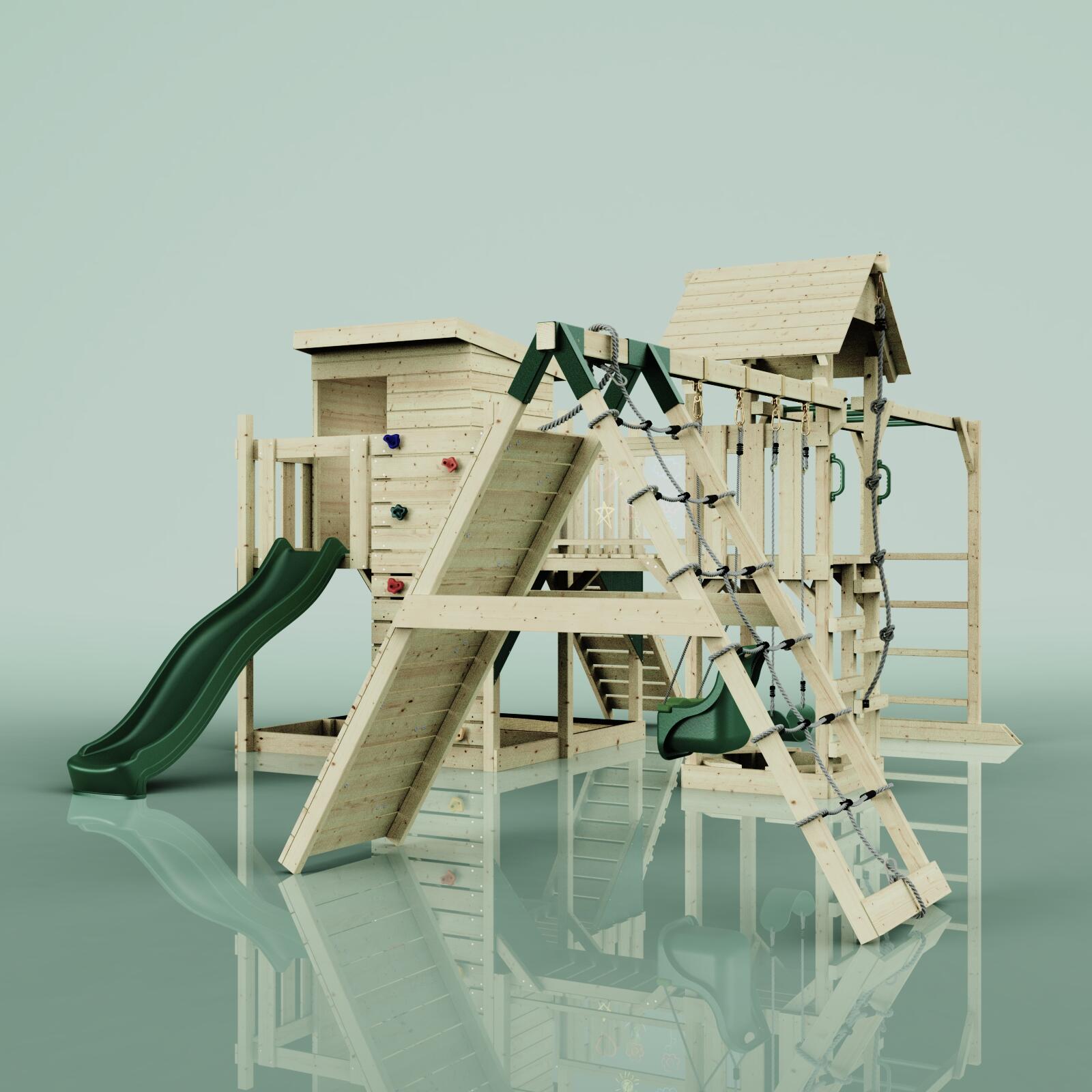 Spielturm Lars mit Babyschaukel in Dunkelgrün - 503 × 562 × 274 cm 5/5