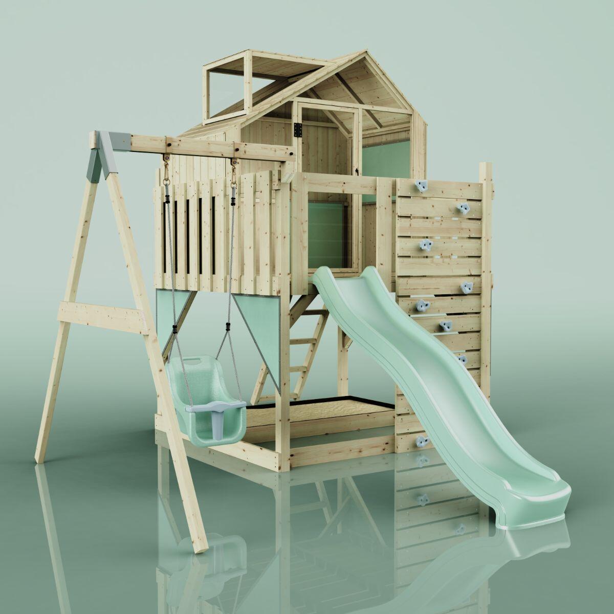 Spielturm Madita mit Babyschaukel in Mintgrün - 414 × 308 × 291 cm 6/6
