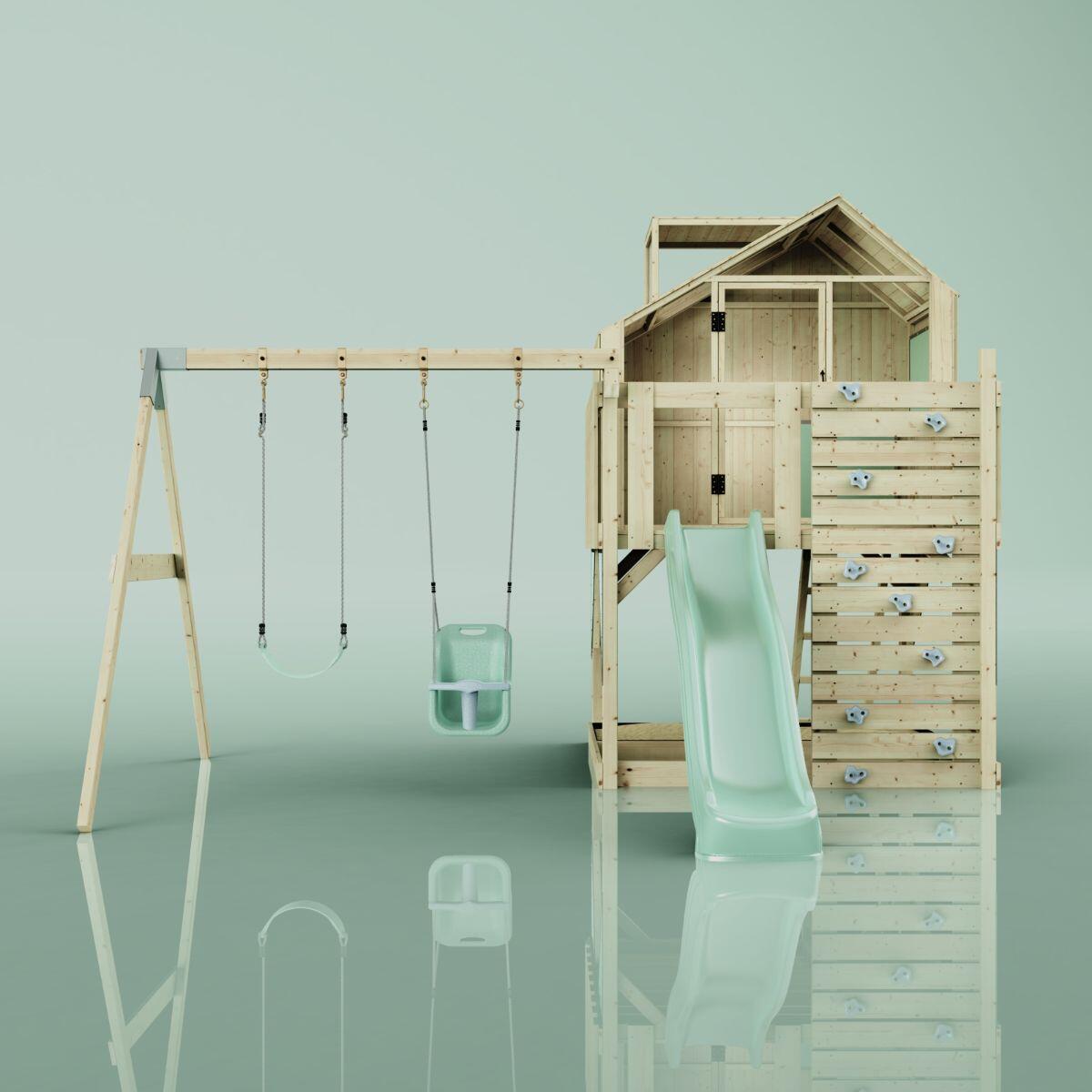 Spielturm Lasse mit Babyschaukel in Mintgrün - 414 × 399 × 292 cm 2/6