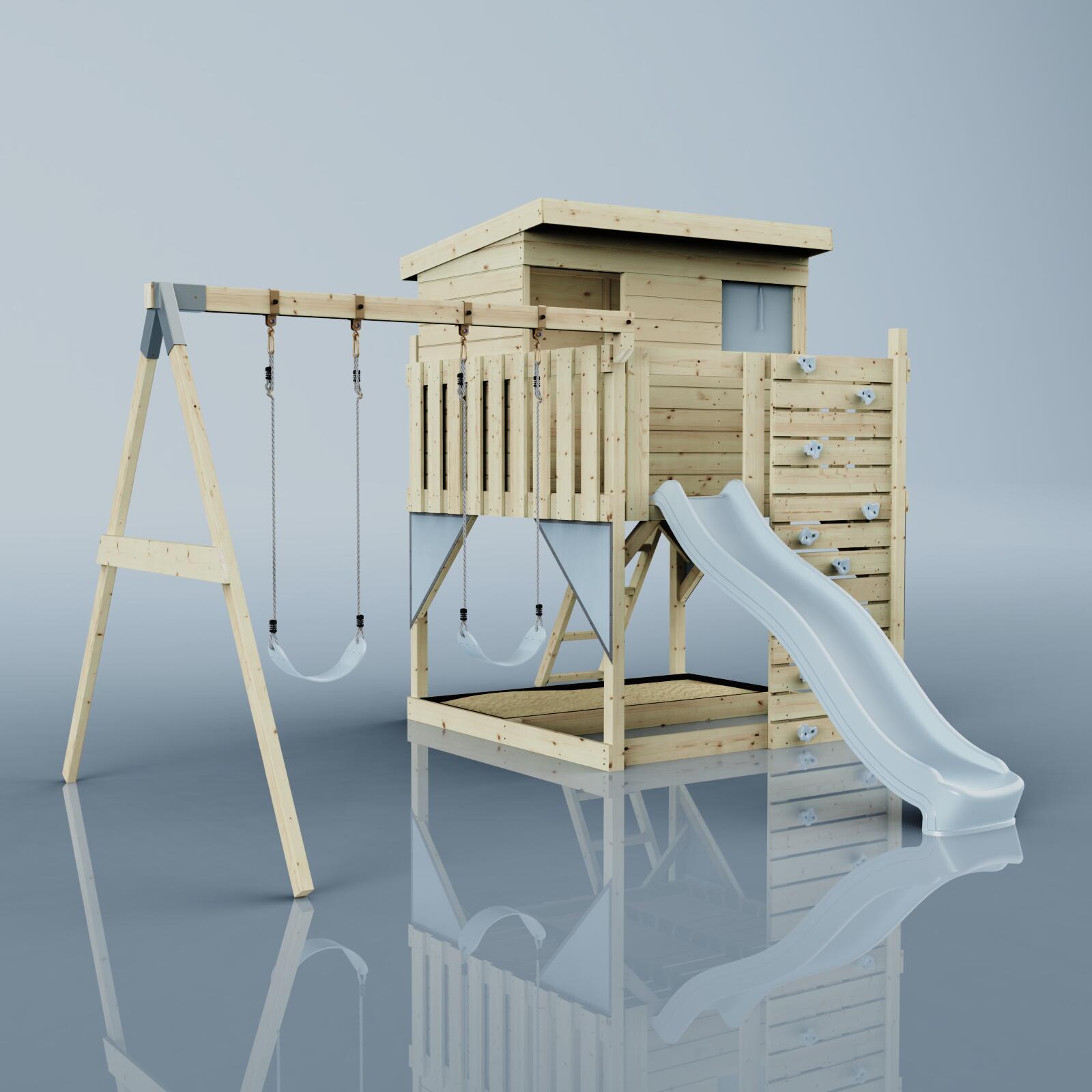 Spielturm Nils mit Kinderschaukel in Eisblau - 415 × 396 × 260 cm 6/6