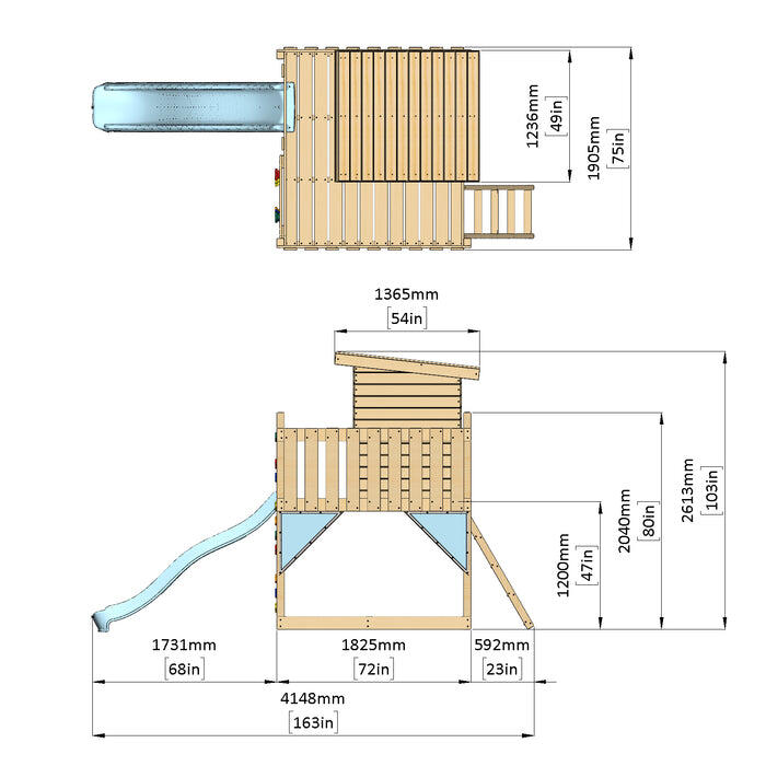 Stelzenhaus Polarlicht in Eisblau - 415 × 190 × 261 cm 5/6