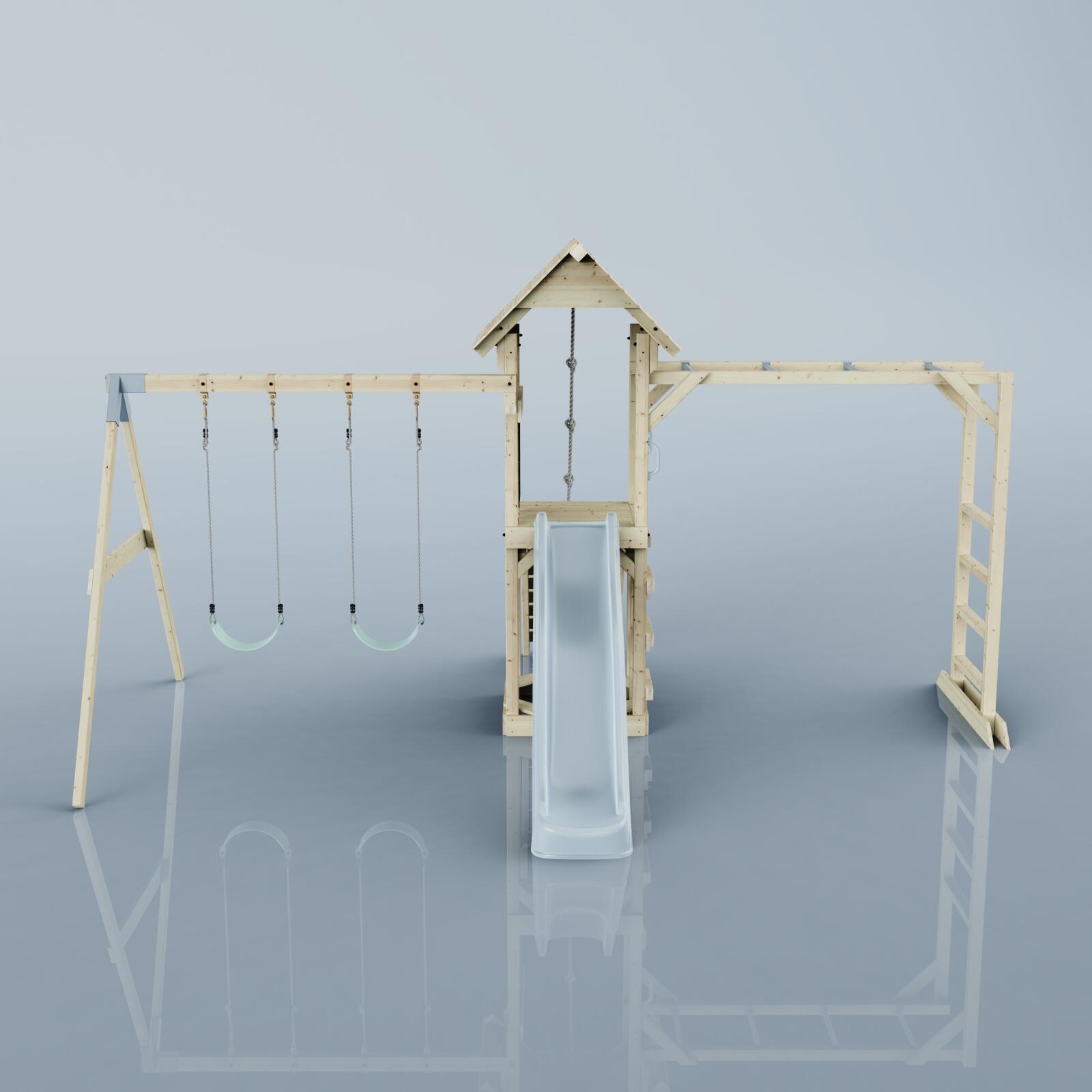 Spielturm Örebro mit Kinderschaukel in Eisblau - 358 × 491 × 275 cm 2/6