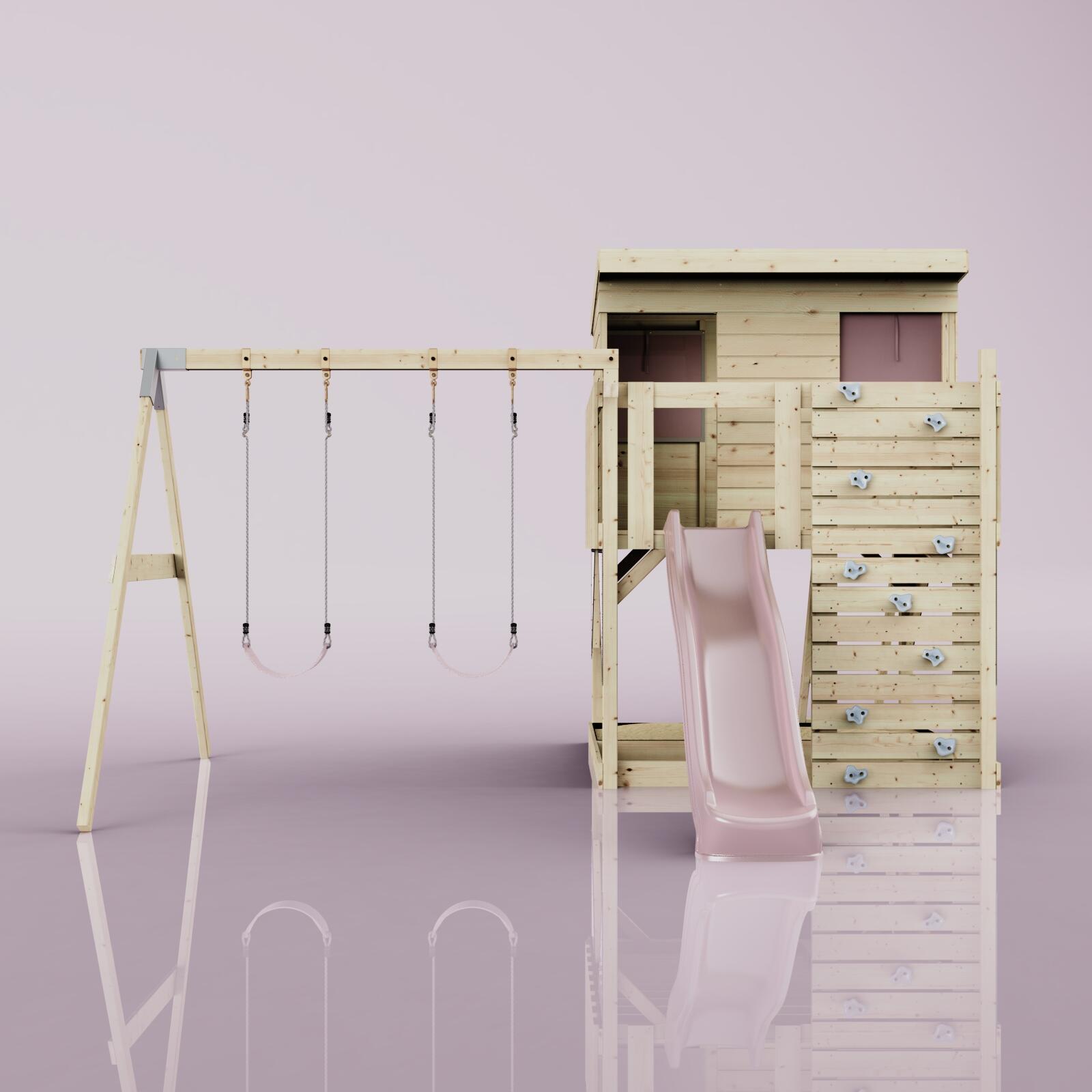 Spielturm Nils mit Kinderschaukel in Altrosa - 415 × 396 × 260 cm 2/6