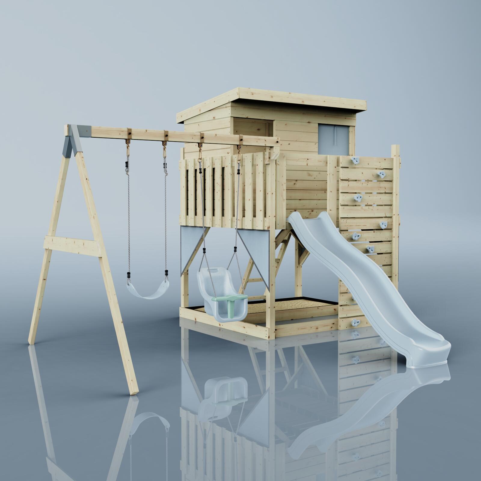 Spielturm Nils mit Babyschaukel in Eisblau - 415 × 396 × 260 cm 6/6