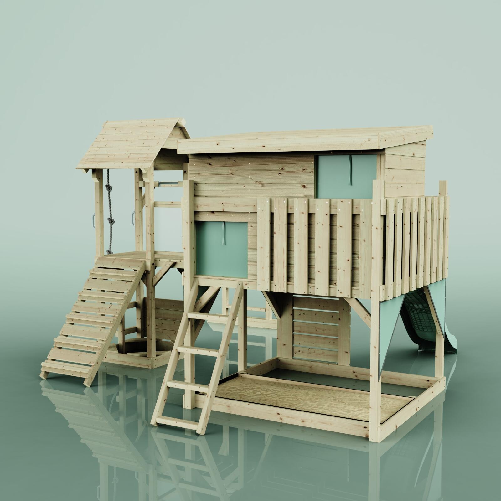 Spielturm Isak in Mintgrün - 406 × 444 × 274 cm 3/5